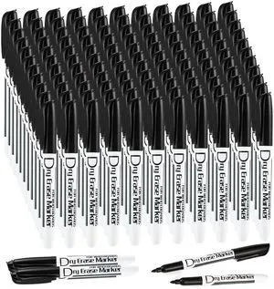 Black Dry Erase Markers, Fine Tip, Low Odor, 125 Pack Thin Point Black Markers for Whiteboards, Glass, Calendars, Office, Classroom, School, Home, Easy Erase, Quick Dry Ink Black Dry Erase Markers, Fine Tip, Low Odor, 125 Pack Thin Point Black Markers for Whiteboards, Glass, Calendars, Office, Classroom, School, Home, Easy Erase, Quick Dry Ink