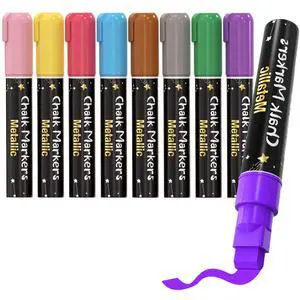 Window Chalk Markers for Cars Glass Washable, 8 Colors Metallic Jumbo Liquid Chalk Marker Pens with 10mm 3 in 1 Nib Wide Tip, Chalkboard Markers Car Window Paint Pen for Auto, Mirror, Poster Window Chalk Markers for Cars Glass Washable, 8 Colors Metallic Jumbo Liquid Chalk Marker Pens with 10mm 3 in 1 Nib Wide Tip, Chalkboard Markers Car Window Paint Pen for Auto, Mirror, Poster