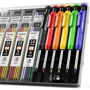 6 Pack Carpenter Pencil with Sharpener, Mechanical Carpenter Pencils 48 Refills, Deep Hole Marker Construction Pencil, Heavy Duty Woodworking -With Case (Black,Red,Yellow,Blue,Green,White) 6 Pack Carpenter Pencil with Sharpener, Mechanical Carpenter Pencils 48 Refills, Deep Hole Marker Construction Pencil, Heavy Duty Woodworking -With Case (Black,Red,Yellow,Blue,Green,White)
