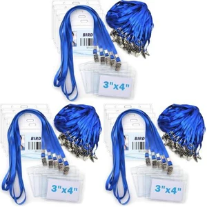 4x3 Name Tags Badge Holder with Lanyard 150 Pack Waterproof Horizontal ID Badge Holder and 50 Pcs Lanyards Nametag for Conferences, Events, and Meetings (Blue, 4 X 3 inches) 4x3 Name Tags Badge Holder with Lanyard 150 Pack Waterproof Horizontal ID Badge Holder and 50 Pcs Lanyards Nametag for Conferences, Events, and Meetings (Blue, 4 X 3 inches)