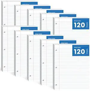 10 Pack Loose Leaf Paper 8.5 x 11, 1200 Pcs Lined Paper for 3 Ring Binders Wide Ruled Notebook Paper, 3 Hole Punch Binder Paper, 120 Sheets/Pack Filler Paper for Office, School, and Home 10 Pack Loose Leaf Paper 8.5 x 11, 1200 Pcs Lined Paper for 3 Ring Binders Wide Ruled Notebook Paper, 3 Hole Punch Binder Paper, 120 Sheets/Pack Filler Paper for Office, School, and Home
