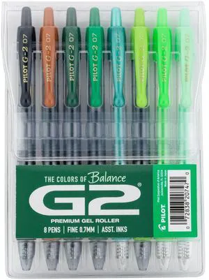 G2 Gel Roller Pens, G2 Boost Green Pens Pack, 8 Pack Pouch, Assorted G2 Gel Roller Pens, G2 Boost Green Pens Pack, 8 Pack Pouch, Assorted