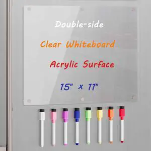 Acrylic Magnetic Dry Erase Board for Fridge, Clear Whiteboard for Refrigerator, Notepad Memo to Do/Grocery List White Board, w/ 8 Colors Markers, 15"x11" Acrylic Magnetic Dry Erase Board for Fridge, Clear Whiteboard for Refrigerator, Notepad Memo to Do/Grocery List White Board, w/ 8 Colors Markers, 15"x11"