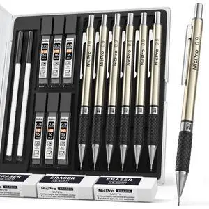 0.9 mm Art Mechanical Pencils Set in Case, 6 PCS Metal Drafting Pencil Lead Pencil + 6 Tube HB Lead Refill, Eraser, Comfort Grip For School Writing, Artist Drawing Sketching 0.9 mm Art Mechanical Pencils Set in Case, 6 PCS Metal Drafting Pencil Lead Pencil + 6 Tube HB Lead Refill, Eraser, Comfort Grip For School Writing, Artist Drawing Sketching