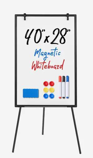 40" x 28" Magnetic White Board with Stand, Standing Dry Erase Board, Whiteboard with 1 Dry Eraser & 2 Multicolor Markers & 4 Magnetic Pins, Aluminium Frame for Home, School, Office, Black 40" x 28" Magnetic White Board with Stand, Standing Dry Erase Board, Whiteboard with 1 Dry Eraser & 2 Multicolor Markers & 4 Magnetic Pins, Aluminium Frame for Home, School, Office, Black