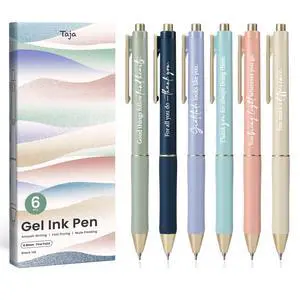 Gel Pens, 6 Pcs Quick Dry Black Ink Pens, 0.5mm Fine Point, Gratitude Retractable Pens with Soft Grip, Smooth Writing for Journaling and Note Taking, Cute Aesthetic Design for Women & Men Gel Pens, 6 Pcs Quick Dry Black Ink Pens, 0.5mm Fine Point, Gratitude Retractable Pens with Soft Grip, Smooth Writing for Journaling and Note Taking, Cute Aesthetic Design for Women & Men