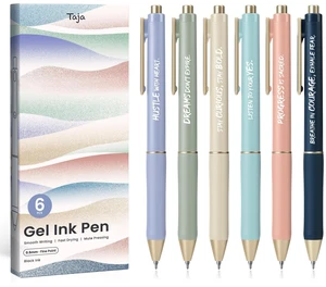 Gel Pens, 6 Pcs Quick Dry Black Ink Pens, 0.5mm Fine Point, Inspire Retractable Pens with Soft Grip, Smooth Writing for Journaling and Note Taking, Cute Aesthetic Design for Women & Men Gel Pens, 6 Pcs Quick Dry Black Ink Pens, 0.5mm Fine Point, Inspire Retractable Pens with Soft Grip, Smooth Writing for Journaling and Note Taking, Cute Aesthetic Design for Women & Men