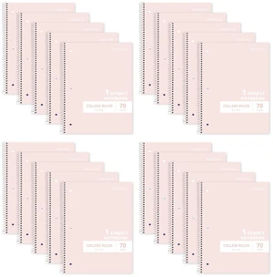 Pink 1 Subject Spiral Notebook College Ruled Bulk, 140 Pages 70 Sheets, 8 x 10.5 in, 20 Pack School Notebooks, Spiral College Ruled Notebook, Students, Classroom: Amazon.com Pink 1 Subject Spiral Notebook College Ruled Bulk, 140 Pages 70 Sheets, 8 x 10.5 in, 20 Pack School Notebooks, Spiral College Ruled Notebook, Students, Classroom: Amazon.com
