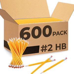 Pencils Bulk, 600 Pack, Pre Sharpened #2, Bulk Yellow Pencils Easy Hold Grip With Earsers On Top, #2 HB Sharpened, Bulk Supplies for School Districts Classrooms, Offices & Colleges Pencils Bulk, 600 Pack, Pre Sharpened #2, Bulk Yellow Pencils Easy Hold Grip With Earsers On Top, #2 HB Sharpened, Bulk Supplies for School Districts Classrooms, Offices & Colleges