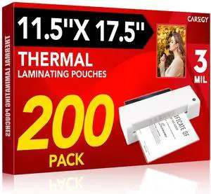 200 Pack Laminating Sheets, Hold 11 x 17 Inch Sheet, 3 Mil Clear Thermal Laminating Pouches 11.5 x 17.5 Inch Lamination Sheet Paper for Laminator, Round Corner 200 Pack Laminating Sheets, Hold 11 x 17 Inch Sheet, 3 Mil Clear Thermal Laminating Pouches 11.5 x 17.5 Inch Lamination Sheet Paper for Laminator, Round Corner