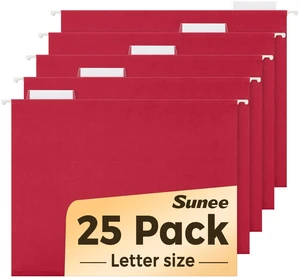 Hanging File Folders, 25 Pack Letter Size Hanging File Folders with 1/5-Cut Tabs, Ideal for Home and Office Organization and Papers Classification,Red Hanging File Folders, 25 Pack Letter Size Hanging File Folders with 1/5-Cut Tabs, Ideal for Home and Office Organization and Papers Classification,Red