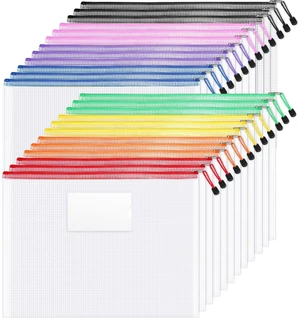 24 Pack Super Large Mesh Zipper Pouch Bags, A3 (16.5×11.7 in) Storage Bags with Label Pocket, Reusable Zipper Pouches for Classroom Organization 24 Pack Super Large Mesh Zipper Pouch Bags, A3 (16.5×11.7 in) Storage Bags with Label Pocket, Reusable Zipper Pouches for Classroom Organization
