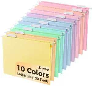 Hanging File Folders, 50 Pack Letter Size Hanging File Folders with 1/5-cut Tabs, Stay Organized for Your Home and Office Bulk File, Documents and Paper, 10 Macaron Colors Hanging File Folders, 50 Pack Letter Size Hanging File Folders with 1/5-cut Tabs, Stay Organized for Your Home and Office Bulk File, Documents and Paper, 10 Macaron Colors