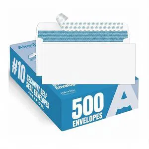 #10 Business Envelopes Letter Size Windowless Self Seal Security 500ct Premium EnveGuard Tint, Ultra Strong Quick Closure, White, 24LB Paper, 4-1/8 x 9-1/2 in, 500 Count #10 Business Envelopes Letter Size Windowless Self Seal Security 500ct Premium EnveGuard Tint, Ultra Strong Quick Closure, White, 24LB Paper, 4-1/8 x 9-1/2 in, 500 Count
