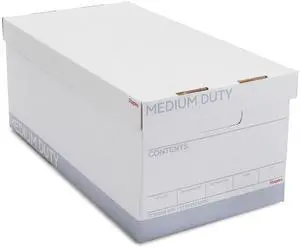 Storage & Filing Box, Letter Size, Stackable, 12-Pack, White/Gray Medium-duty boxes with handles and removable lid for document storage Storage & Filing Box, Letter Size, Stackable, 12-Pack, White/Gray Medium-duty boxes with handles and removable lid for document storage