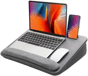 Laptop Lap Desk with Cushion, Fit up to 15.6" Laptop, Gray Portable Lap Desk with Pillow Cushion, Anti-Slip Strip & Storage Function for Home Office Students as Computer Laptop Stand Laptop Lap Desk with Cushion, Fit up to 15.6" Laptop, Gray Portable Lap Desk with Pillow Cushion, Anti-Slip Strip & Storage Function for Home Office Students as Computer Laptop Stand