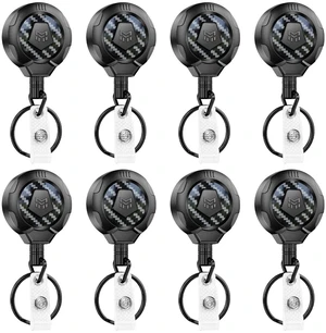 Upgraded Heavy Duty Retractable Keychain with Belt Clip, 10 OZ Retraction, 31.5" Stainless Steel Cord Key Chain, 3K Carbon Fiber ID Badge Reel Holder with Badge Strap and Key Ring, 8 Pack Upgraded Heavy Duty Retractable Keychain with Belt Clip, 10 OZ Retraction, 31.5" Stainless Steel Cord Key Chain, 3K Carbon Fiber ID Badge Reel Holder with Badge Strap and Key Ring, 8 Pack