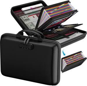 Fireproof Document Box with Lock & 25-Pocket Accordion File Folder Fire&Water Resistant,Hard Case File Organizer with Handle,Portable Home Office Safe Storage for Important Documents,Laptop Fireproof Document Box with Lock & 25-Pocket Accordion File Folder Fire&Water Resistant,Hard Case File Organizer with Handle,Portable Home Office Safe Storage for Important Documents,Laptop