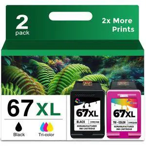 67 67XL Ink Cartridges Black/Color Combo Pack Replacement for HP Ink 67 XL Compatible for HP67 HP67XL | Works DeskJet 2855e 2800e 2827e 2700 2700e 2755 2755e 4100e 4155e Envy 6055e 6000 6455e Printer 67 67XL Ink Cartridges Black/Color Combo Pack Replacement for HP Ink 67 XL Compatible for HP67 HP67XL | Works DeskJet 2855e 2800e 2827e 2700 2700e 2755 2755e 4100e 4155e Envy 6055e 6000 6455e Printer