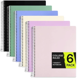1 Subject Spiral Notebook College Ruled 6 Pack, 200 Pages, Assorted 100 Sheets, 9 x 11 in, Waterproof Plastic Cover, Durable, 3-Hole Punched, Divider, Double-Sided Pocket, Study: Amazon.com 1 Subject Spiral Notebook College Ruled 6 Pack, 200 Pages, Assorted 100 Sheets, 9 x 11 in, Waterproof Plastic Cover, Durable, 3-Hole Punched, Divider, Double-Sided Pocket, Study: Amazon.com
