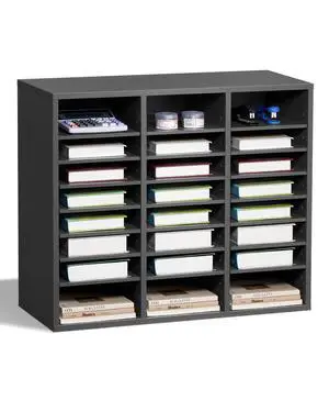 Literature Organizer, 24 Compartments Office Mailbox with Adjustable Shelves, Wooden Mailbox Sorter Medium Density Fiberboard Office Home Classroom Storage for Files, Documents, Papers, Grey Literature Organizer, 24 Compartments Office Mailbox with Adjustable Shelves, Wooden Mailbox Sorter Medium Density Fiberboard Office Home Classroom Storage for Files, Documents, Papers, Grey