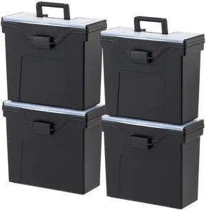 Slim Portable Letter/Legal File Tote Box, 4-Pack, Black Carry letter and legal files, folders and paperwork with a slim portable design for organized storage on the go Slim Portable Letter/Legal File Tote Box, 4-Pack, Black Carry letter and legal files, folders and paperwork with a slim portable design for organized storage on the go