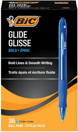 Glide Bold Blue Ballpoint Pens, Bold Point, 1.6mm, 36-Count Pack Retractable Design for Easy Use | Comfortable Full Grip for Control | Ultra-Smooth Ink Technology for Effortless Writing Glide Bold Blue Ballpoint Pens, Bold Point, 1.6mm, 36-Count Pack Retractable Design for Easy Use | Comfortable Full Grip for Control | Ultra-Smooth Ink Technology for Effortless Writing