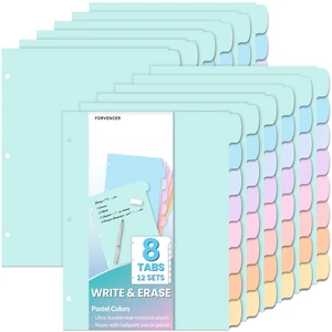 96Pcs/12Set Binder Dividers with Tabs, Big 8 Tabs, Write&Erase Plastic Dividers for 3 Ring Binder, Binder Tabs for Organizer,3 Ring Binder Dividers with Tabs for School Office HomeSupplies 96Pcs/12Set Binder Dividers with Tabs, Big 8 Tabs, Write&Erase Plastic Dividers for 3 Ring Binder, Binder Tabs for Organizer,3 Ring Binder Dividers with Tabs for School Office HomeSupplies