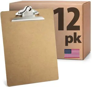 Recycled Wood Clipboards, 9 x 12.5-Inches, 6-Inch Rust-Resistant Clip, Hardboard Writing Surface, 12-Pack, Brown Recycled Wood Clipboards, 9 x 12.5-Inches, 6-Inch Rust-Resistant Clip, Hardboard Writing Surface, 12-Pack, Brown