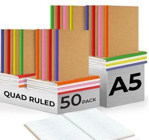 50 Pack Bulk Graph Paper Composition Notebook, A5 Kraft Notebook Bulk Quad Ruled Margins, 120 Pages (60 Sheets), A5 Paper, Graph Notebooks, Rainbow Spines, Bulk A5 Notebook Journals 50 Pack Bulk Graph Paper Composition Notebook, A5 Kraft Notebook Bulk Quad Ruled Margins, 120 Pages (60 Sheets), A5 Paper, Graph Notebooks, Rainbow Spines, Bulk A5 Notebook Journals