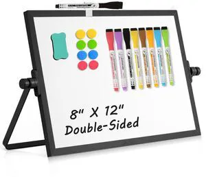Double-Sided Magnetic White Board with Stand, 12" x 8" (Black) Dry Erase Board with Stand, Desktop Whiteboard Easel, Portable Small White board dry erase for Drawing, Office, Home Double-Sided Magnetic White Board with Stand, 12" x 8" (Black) Dry Erase Board with Stand, Desktop Whiteboard Easel, Portable Small White board dry erase for Drawing, Office, Home