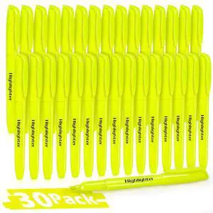 30 Yellow Highlighters, Chisel Tip Dry-Quickly Highlighter Markers, Highlighter Bright Colors for Adult Kids, Office Classroom Must Have, School Supplies for Teachers 30 Yellow Highlighters, Chisel Tip Dry-Quickly Highlighter Markers, Highlighter Bright Colors for Adult Kids, Office Classroom Must Have, School Supplies for Teachers