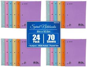 Spiral Notebooks, Wirebound, Journals for School, Work, Business, Aesthetic Stationery, Writing Pads, Teacher & Student Supplies (24, Pastel, Wide) Spiral Notebooks, Wirebound, Journals for School, Work, Business, Aesthetic Stationery, Writing Pads, Teacher & Student Supplies (24, Pastel, Wide)