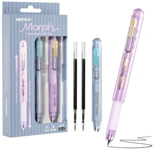 Morph Extendable Gel Pens: 0.7mm Medium Point Black Ink Pocket-to-Full-Size Design Translucent Soft Grip Barrel Includes 2 Pens and 2 Refills Dual-Length Pocket Pen 4.6" to 6.1" Morph Extendable Gel Pens: 0.7mm Medium Point Black Ink Pocket-to-Full-Size Design Translucent Soft Grip Barrel Includes 2 Pens and 2 Refills Dual-Length Pocket Pen 4.6" to 6.1"