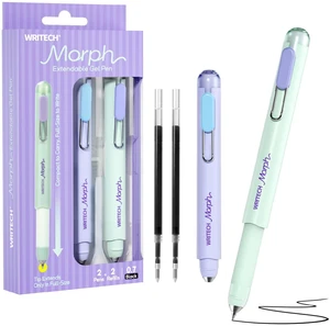 Gel Pens Medium Point: Morph 0.7mm Black Ink Mini to Full Size Soft Grip Portable Extendable Pocket Pen Set with 2 Pens and 2 Refills Gel Pens Medium Point: Morph 0.7mm Black Ink Mini to Full Size Soft Grip Portable Extendable Pocket Pen Set with 2 Pens and 2 Refills
