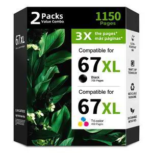 67XL Ink Cartridge Black Color Combo 2 Pack Replacement for HP 67 HP67 XL Compatible for 2700 2700e 4100 6400 4155e 2755e 6000 2855e 2827e 2752e 4100e 6458 6455e 4152 6055e 6052e 4152e Printer 67XL Ink Cartridge Black Color Combo 2 Pack Replacement for HP 67 HP67 XL Compatible for 2700 2700e 4100 6400 4155e 2755e 6000 2855e 2827e 2752e 4100e 6458 6455e 4152 6055e 6052e 4152e Printer