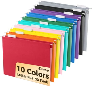 Hanging File Folders, 50 Pack Letter Size Hanging File Folders with 1/5-cut Tabs, Stay Organized for Your Home and Office Bulk File, Documents and Paper,10 Assorted Colors Hanging File Folders, 50 Pack Letter Size Hanging File Folders with 1/5-cut Tabs, Stay Organized for Your Home and Office Bulk File, Documents and Paper,10 Assorted Colors