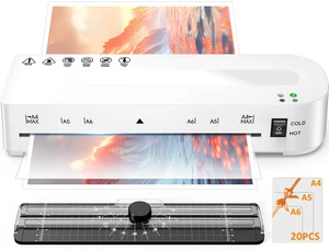 A4 Laminator Machine Hot & Cold with 20 Laminating Sheets and Trimmer 9 Inch Laminating Machine for Office, School, Business and Home - White A4 Laminator Machine Hot & Cold with 20 Laminating Sheets and Trimmer 9 Inch Laminating Machine for Office, School, Business and Home - White