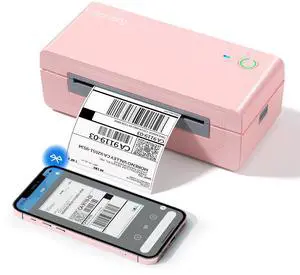 Bluetooth Thermal Shipping Label Printer, 4X6 Inkless Label Machine for iOS, Android, Laptop, Wireless Printer for Small Business, Compatible with Amazon, UPS, Shopify, Pink Bluetooth Thermal Shipping Label Printer, 4X6 Inkless Label Machine for iOS, Android, Laptop, Wireless Printer for Small Business, Compatible with Amazon, UPS, Shopify, Pink