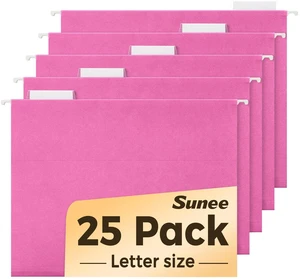 Hanging File Folders, 25 Pack Letter Size Hanging File Folders with 1/5-Cut Tabs, Ideal for Home and Office Organization and Papers Classification, Bright Neon Pink Hanging File Folders, 25 Pack Letter Size Hanging File Folders with 1/5-Cut Tabs, Ideal for Home and Office Organization and Papers Classification, Bright Neon Pink