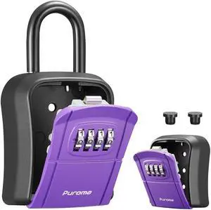 Key Lock Box Outdoor 4 Digit Code Combination Lockbox House 1 Purple For Contractors Guest Realtor Storage Keys, Portable, Home Wall Mount, Resettable, Combination, Weatherproof, High-capacity Key Lock Box Outdoor 4 Digit Code Combination Lockbox House 1 Purple For Contractors Guest Realtor Storage Keys, Portable, Home Wall Mount, Resettable, Combination, Weatherproof, High-capacity