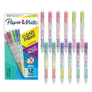 Clearpoint Mechanical Pencils, Color Block Edition, HB #2 Lead (0.7mm), 12 Count - Back to School, Fun Office Supplies Clearpoint Mechanical Pencils, Color Block Edition, HB #2 Lead (0.7mm), 12 Count - Back to School, Fun Office Supplies