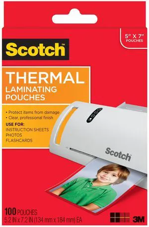 Thermal Laminating Pouches Premium Quality, 5 Mil Thick for Extra Protection, 100 Pack Photo Size Laminating Sheets, Our Most Durable Lamination Pouch, 5 x7 inches, Clear (TP5903-100) Thermal Laminating Pouches Premium Quality, 5 Mil Thick for Extra Protection, 100 Pack Photo Size Laminating Sheets, Our Most Durable Lamination Pouch, 5 x7 inches, Clear (TP5903-100)