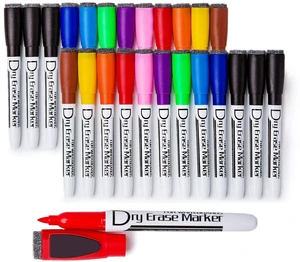 Magnetic Dry Erase Markers with Eraser, 10 Colors, 24 Pack Fine Tip Whiteboard Markers, Low Odor Dry Erase Pens for Small Whiteboards, Calendars, Glass, Office, School Magnetic Dry Erase Markers with Eraser, 10 Colors, 24 Pack Fine Tip Whiteboard Markers, Low Odor Dry Erase Pens for Small Whiteboards, Calendars, Glass, Office, School