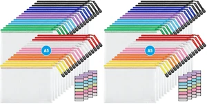 A5 Mesh Zipper Pouches, 6x9inch Pencil Pouches for School, 60 Pack A5 Mesh Zipper Pouches, 6x9inch Pencil Pouches for School, 60 Pack