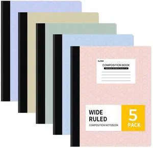 Composition Notebook, Wide Ruled Paper, 5 Pack, 9-3/4" x 7-1/2", 80 Sheets/160 Pages, Back to School Supplies, Notebooks for School, Office Supplies (Pink, Purple, Blue, Green, Yellow) Composition Notebook, Wide Ruled Paper, 5 Pack, 9-3/4" x 7-1/2", 80 Sheets/160 Pages, Back to School Supplies, Notebooks for School, Office Supplies (Pink, Purple, Blue, Green, Yellow)