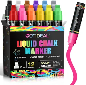 Window Markers, Jumbo Chalk Markers for Blackboard Washable Car Marker for Chalkboard,Glass Mirrow,10mm Thick Tip 12 Colors With Metallic Colors Window Markers, Jumbo Chalk Markers for Blackboard Washable Car Marker for Chalkboard,Glass Mirrow,10mm Thick Tip 12 Colors With Metallic Colors