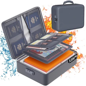 5200°F Fireproof Document Organizer Box with Lock, Gray (Soft) Heat Insulated 8 Layers File Protection Bag,Water-Resistant Zipper,Portable Home Office Travel Safe Storage for Files,Laptop 5200°F Fireproof Document Organizer Box with Lock, Gray (Soft) Heat Insulated 8 Layers File Protection Bag,Water-Resistant Zipper,Portable Home Office Travel Safe Storage for Files,Laptop