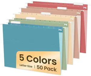 Hanging File Folders, 50 Pack Letter Size Hanging File Folders with 1/5-cut Tabs, Stay Organized for Your Home and Office Bulk File, Documents and Paper,5 Retro Colors Hanging File Folders, 50 Pack Letter Size Hanging File Folders with 1/5-cut Tabs, Stay Organized for Your Home and Office Bulk File, Documents and Paper,5 Retro Colors