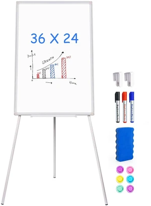 Easel Whiteboard 36 x 24 in, Stand Tripod with Height Adjustable 3' x 2' Magnetic Dry Erase Surface, Flipchart Stand, Portable Tripod Easel for Office, Teaching, Home and Classroom Easel Whiteboard 36 x 24 in, Stand Tripod with Height Adjustable 3' x 2' Magnetic Dry Erase Surface, Flipchart Stand, Portable Tripod Easel for Office, Teaching, Home and Classroom